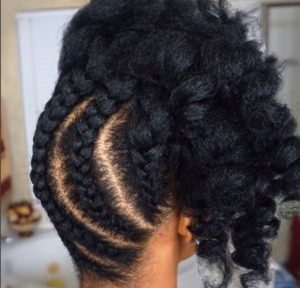 cornrows with side swept curls