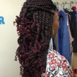 Long Kinky Twists With Burgundy Ends