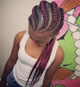 curved feed in cornrows