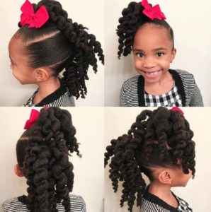 Twist Out Ponytails With Bow