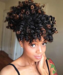 curly puff with bangs
