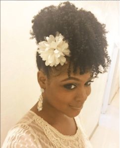 flowered curly fro hawk