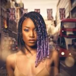 asymmetrical bob with a touch of lavender