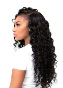 long curly sew in side part