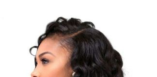 long curly sew in side part