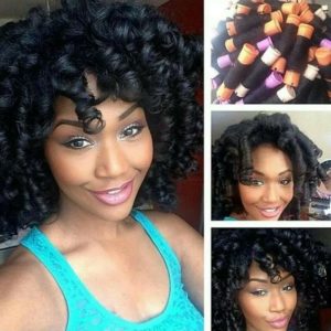 rod set on relaxed hair