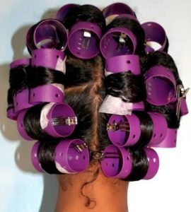 roller set relaxed hair