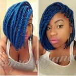 side swept blue braids