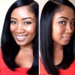 sleek medium length sew in