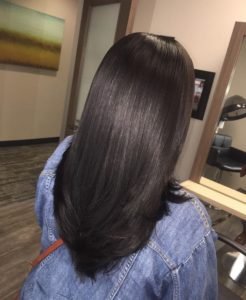straightened natural hair