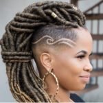goddess locs with shaved design