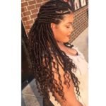 half pinned back goddess locs