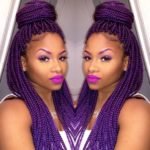 half up half down purple braids