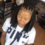 half up half down shoulder length faux locs