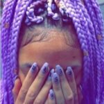 lavender box braids high ponytail