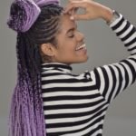 lavender braids with double buns