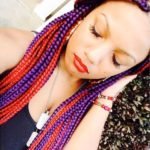 purple and red box braids
