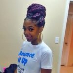 purple braided high bun