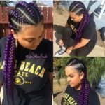 purple feed in braids