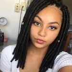 shoulder length faux locs silver beads