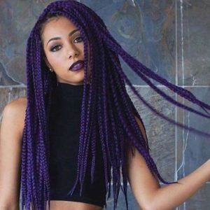 waist length purple braids