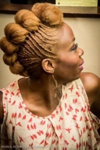 golden frohawk with flat twists