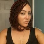 Short Box Braids With Red Streaks