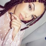Deep Red Box Braids With Beads