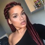 Half Pulled Back Chunky Red Box Braids