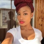 Red Box Braids High Bun With Swoop Bangs