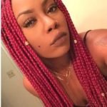 Red Box Braids With Gold Beads