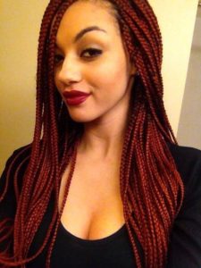 Red Box Braids With Side Part