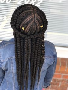 Feed In Braids With Halo Braid