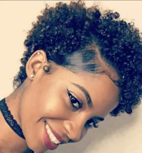 Curly TWA With Side Part