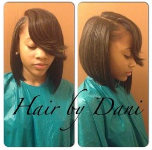 sew in bob with flipped bangs