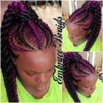 Black and Purple Fishbone Braids Ponytail