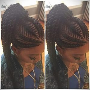Fishbone Braids High Ponytail With Twists