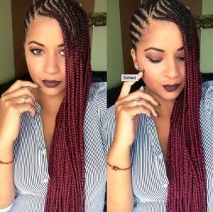 Dark Red Lemonade Braids Side Part
