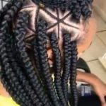 Triangle Box Braids With Cornrowed Design