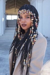 Beaded Tribal Braids With Bangs
