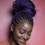 Dark Blue Box Braids High Bun