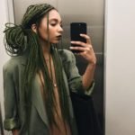 olive green box braids