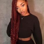 red box braids with curly ends