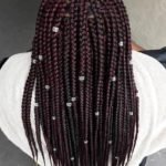 Box Braids With a Hint of Burgundy