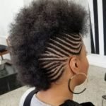 Braided Frohawk on Blown Out Hair