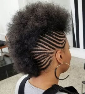 Braided Frohawk on Blown Out Hair