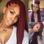 Burgundy Box Braids Three Ways