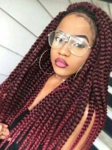 Chunky Burgundy Box Braids