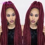 Chunky Burgundy Box Braids High Ponytail