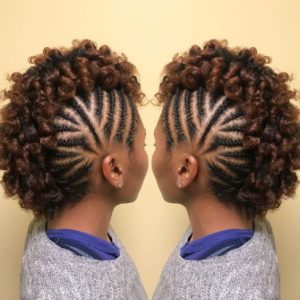 Curly Braided Frohawk on Transitioning Hair